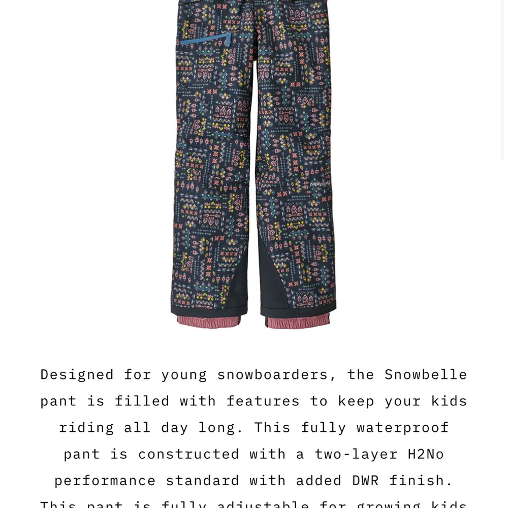 Patagonia Snowbelle pants NWT